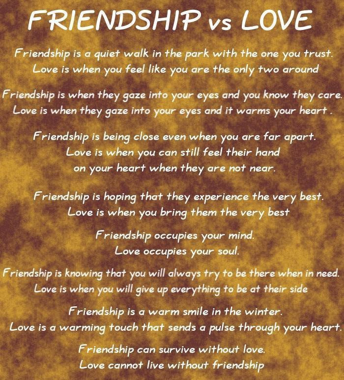 Quotes About Love And Friendship
 Some Pieces of My Heart Differences between love and