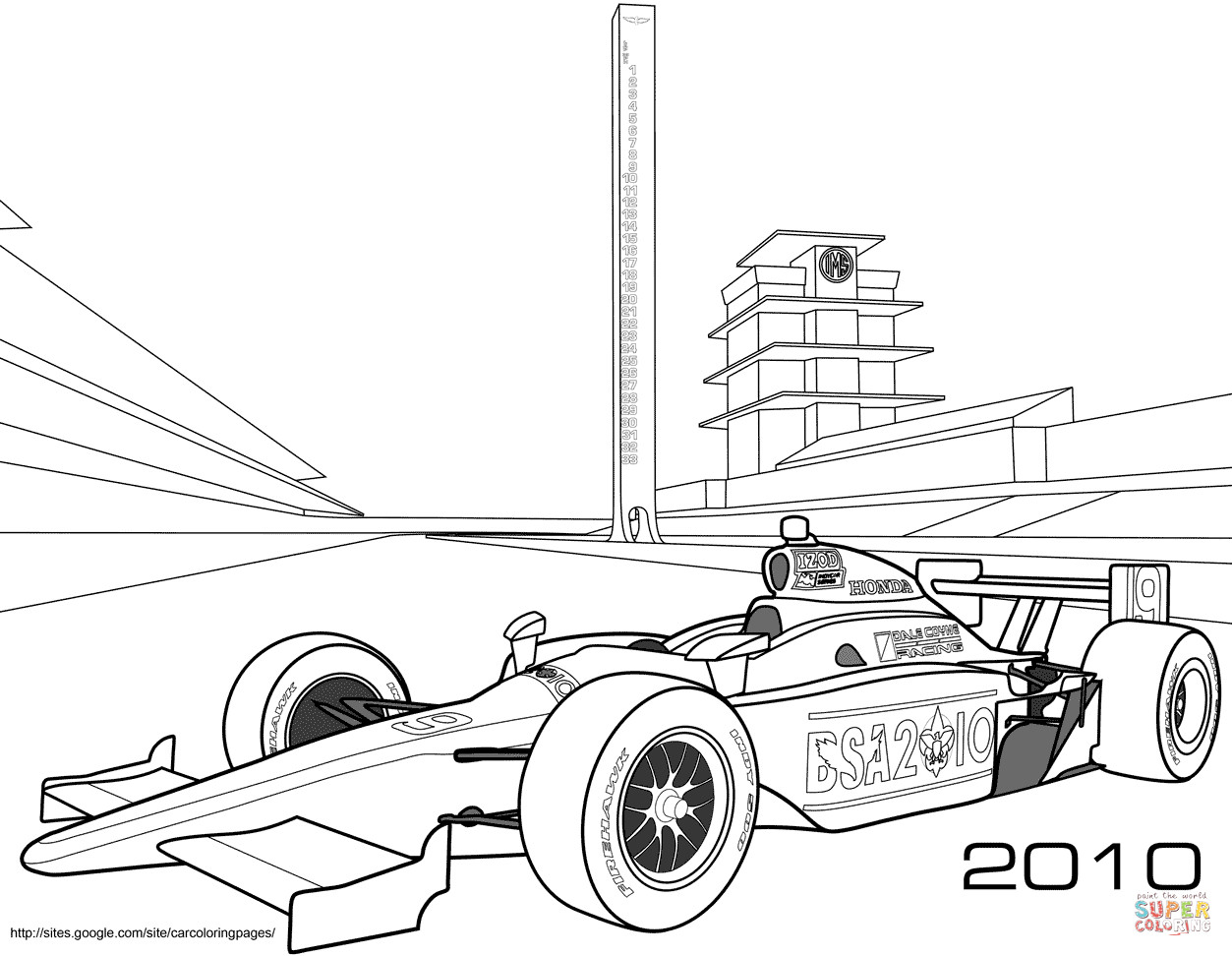 Race Car Coloring Pages Printable
 Indy Race Car coloring page