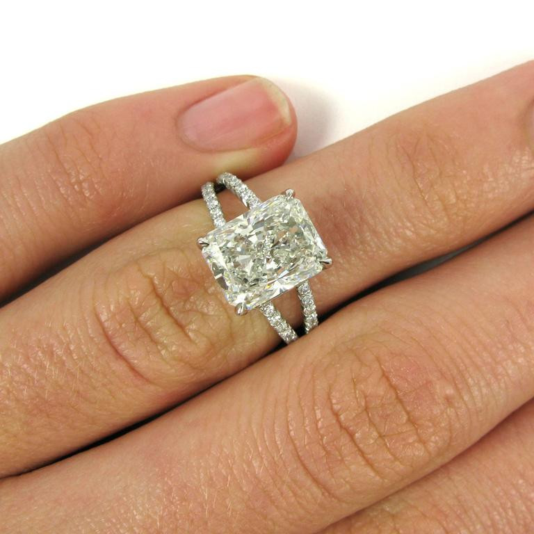 Radiant Cut Diamond Engagement Rings
 3 46 Carat Radiant Cut Diamond Split Shank Platinum Ring