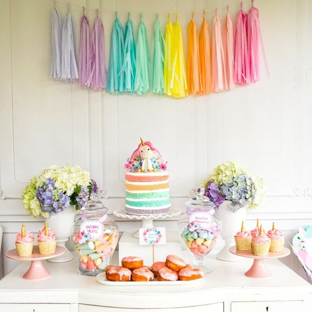 Rainbow Unicorn Birthday Party Ideas
 The cutest pastel rainbow unicorn party ideas