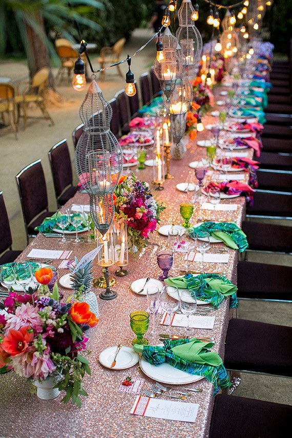 Rainbow Wedding Decorations
 Parker Palm Springs Colorful Wedding Tablescape