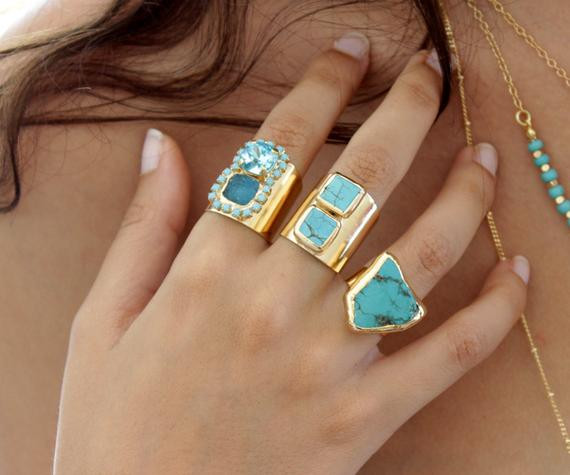 Raw Gemstone Rings
 Raw Turquoise Ring Raw Gemstone Ring Turquoise Jewelry