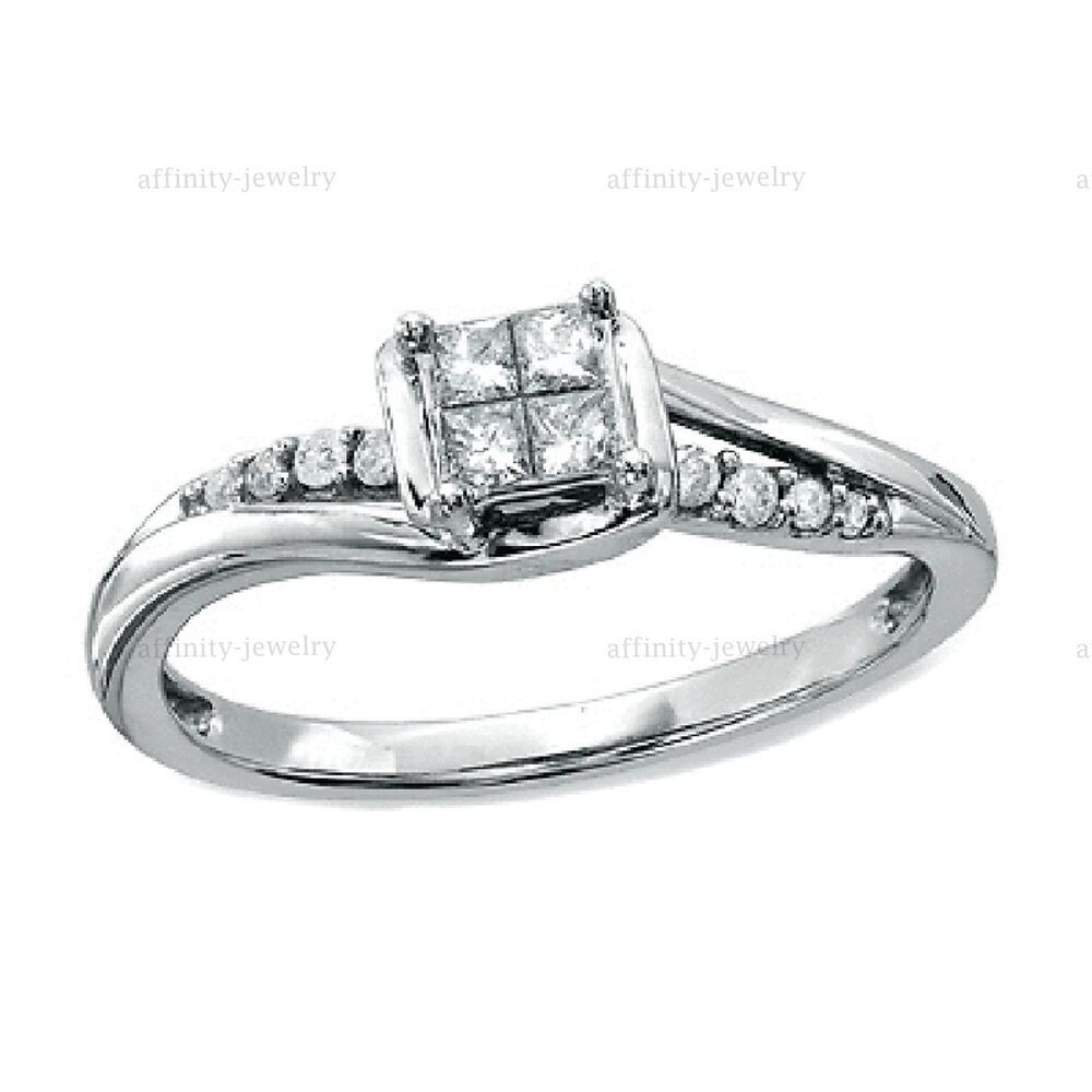 Real Diamond Promise Rings
 1 5 CT Princess Cut Real Diamond Twist Promise Engagement