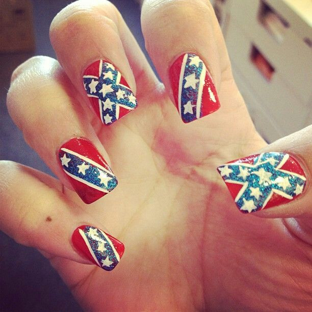 Rebel Flag Nail Designs
 My fav rebel flag nails My nails Pinterest