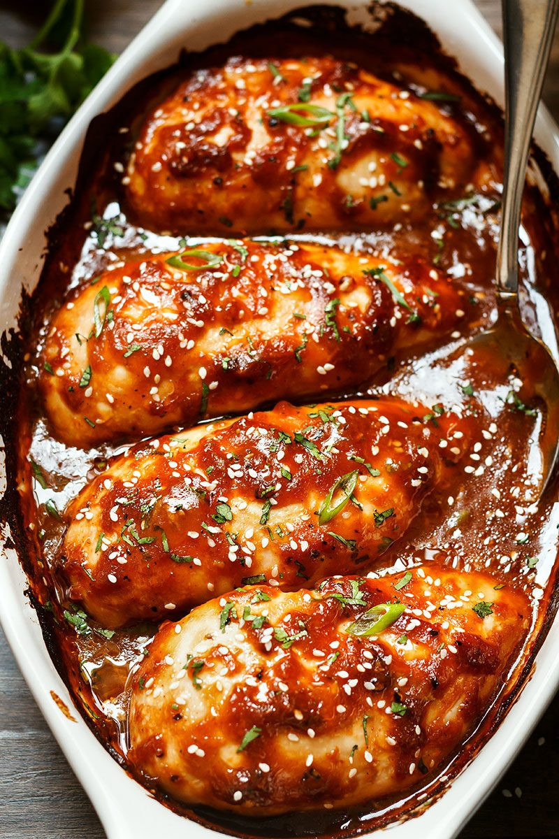 Recipe Baked Chicken
 Baked Chicken Breasts with Sticky Honey Sriracha Sauce