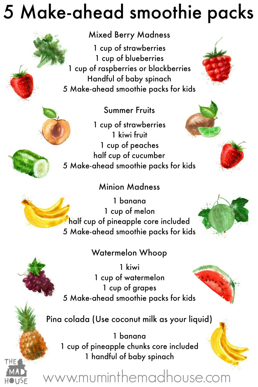 Recipes For Children To Make
 5 Make ahead smoothie packs Kid Approved Mum In The