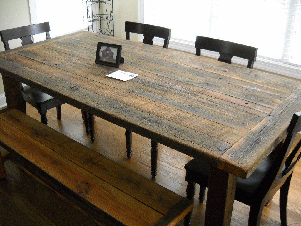 Reclaimed Wood Dining Table DIY
 Furniture DIY Rustic Farmhouse Kitchen Table Made From