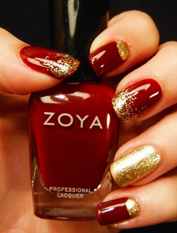Red And Golden Nail Art
 52 Red And Gold Nail Art Designs For Trendy Girls