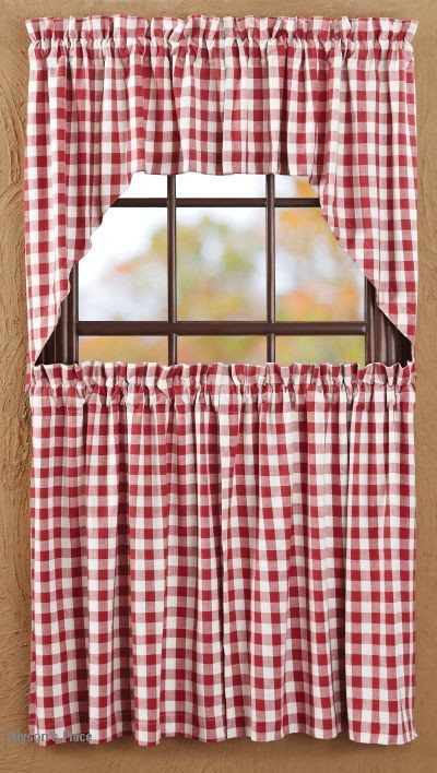 Red Checkered Kitchen Curtains
 buffalo check valence curtains