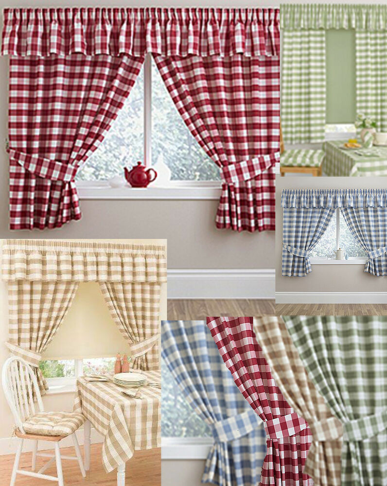 Red Checkered Kitchen Curtains
 GINGHAM CHECKED KITCHEN CURTAINS MATCHING PELMET