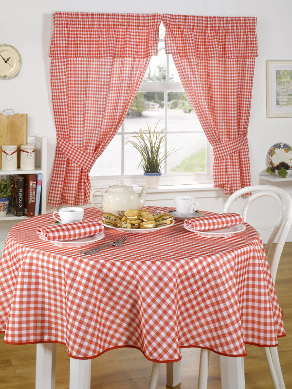 Red Checkered Kitchen Curtains
 Pencil Pleat Kitchen Curtains with Tie Backs Traditional