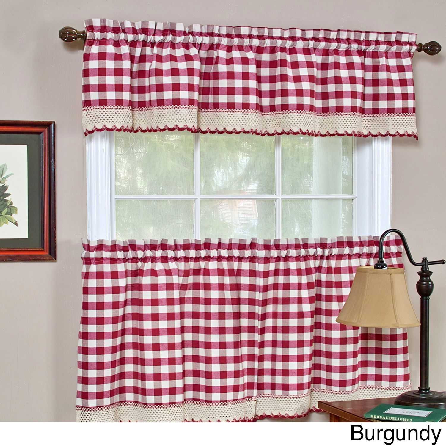 Red Checkered Kitchen Curtains
 Attractive Red Gingham Kitchen Curtains Ideas With Chair