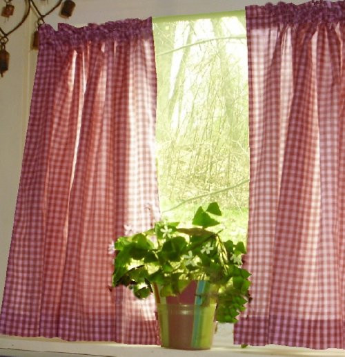 Red Checkered Kitchen Curtains
 Red Gingham Kitchen Café Curtain unlined or with white or