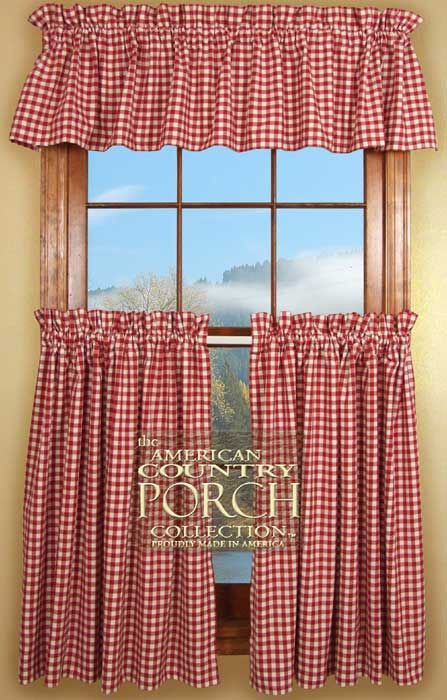 Red Checkered Kitchen Curtains
 Cottage Check Curtain Valances other colors beside red