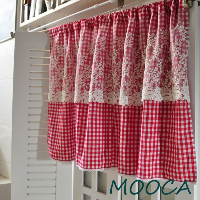 Red Checkered Kitchen Curtains
 Aliexpress Buy Red White Gingham Checkered Plaid