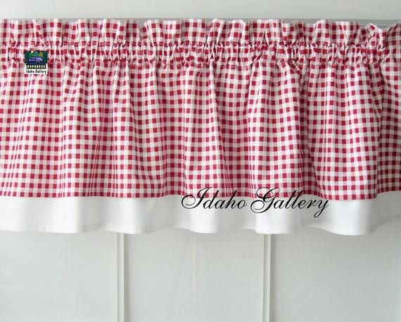 Red Checkered Kitchen Curtains
 Curtain Red White Check Gingham Double Layered Kitchen Curtain