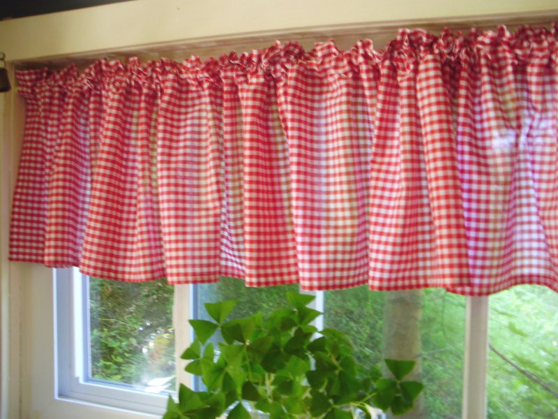 Red Checkered Kitchen Curtains
 Red Gingham Kitchen Café Curtain unlined or with white or