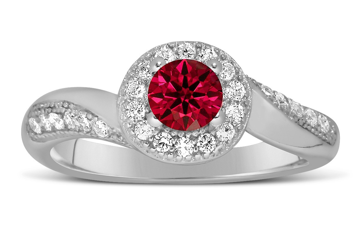 Red Diamond Engagement Rings
 Antique Designer 1 Carat Red Ruby and Diamond Engagement