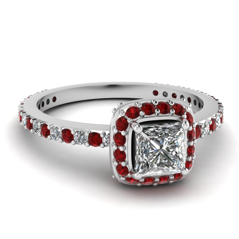 Red Diamond Engagement Rings
 White Gold Princess White Diamond Engagement Wedding Ring