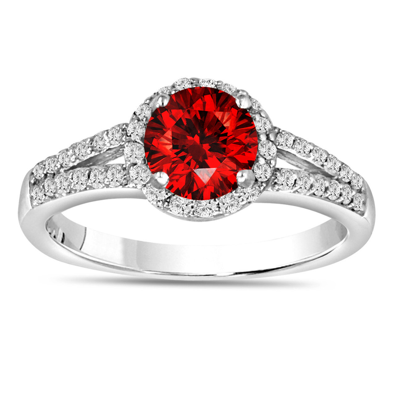 Red Diamond Engagement Rings
 1 00 Carat Fancy Red Diamond Engagement Ring 14K White