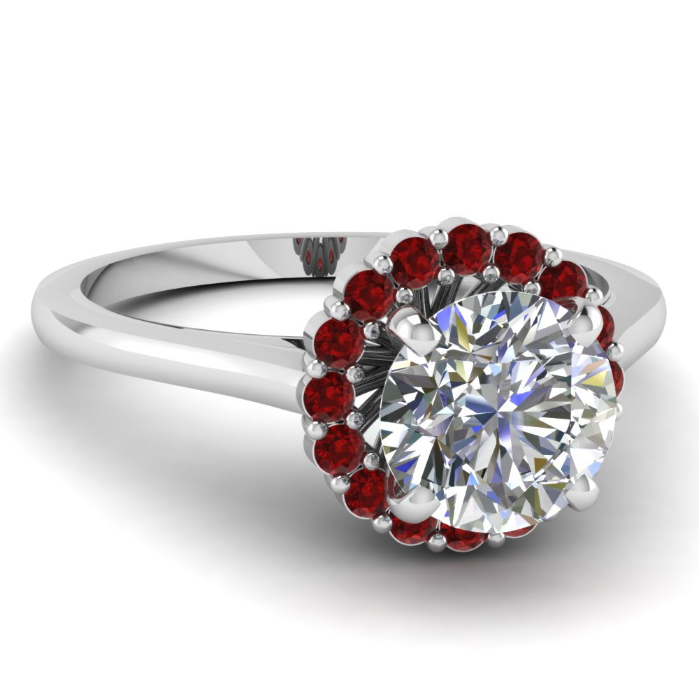Red Diamond Engagement Rings
 Narrow Floral Ring