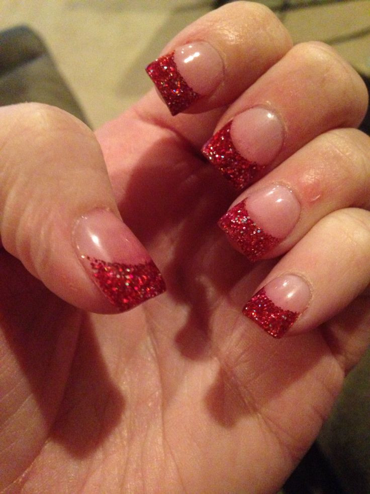 Red Glitter Tip Nails
 Best 25 Red glitter nails ideas on Pinterest