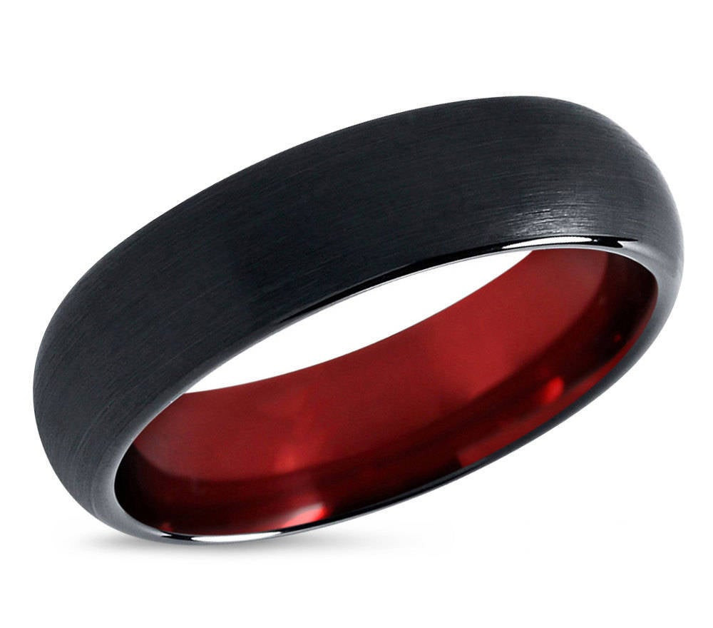 Red Wedding Rings
 Black Red Tungsten Ring Black Wedding Band Ring Tungsten