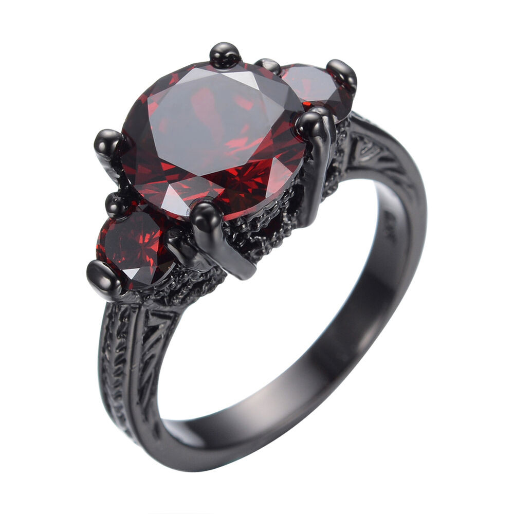 Red Wedding Rings
 Size 6 10 Red Garnet Ruby CZ Wedding Ring Women s Black