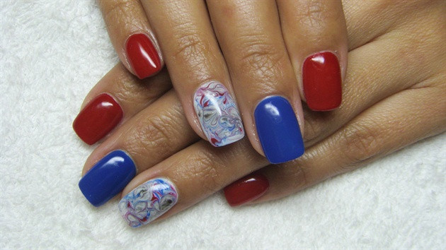 Red White Blue Nail Art
 Red blue and white nails Nail Art Gallery