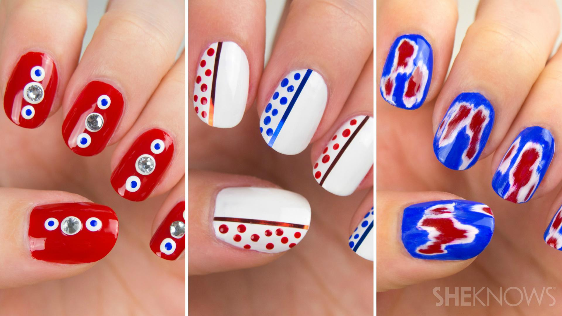 Red White Blue Nail Art
 Amazing red white and blue nail art