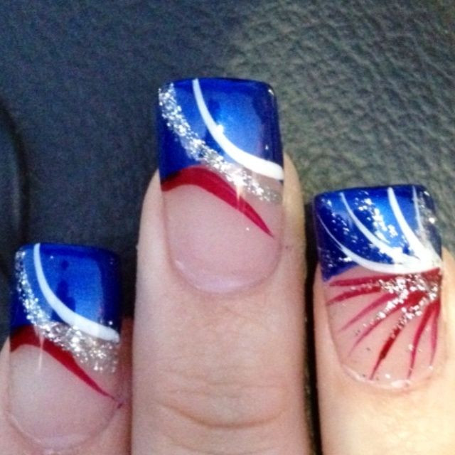 Red White Blue Nail Art
 25 Very Beautiful Fourth July Fireworks Nail Art Designs