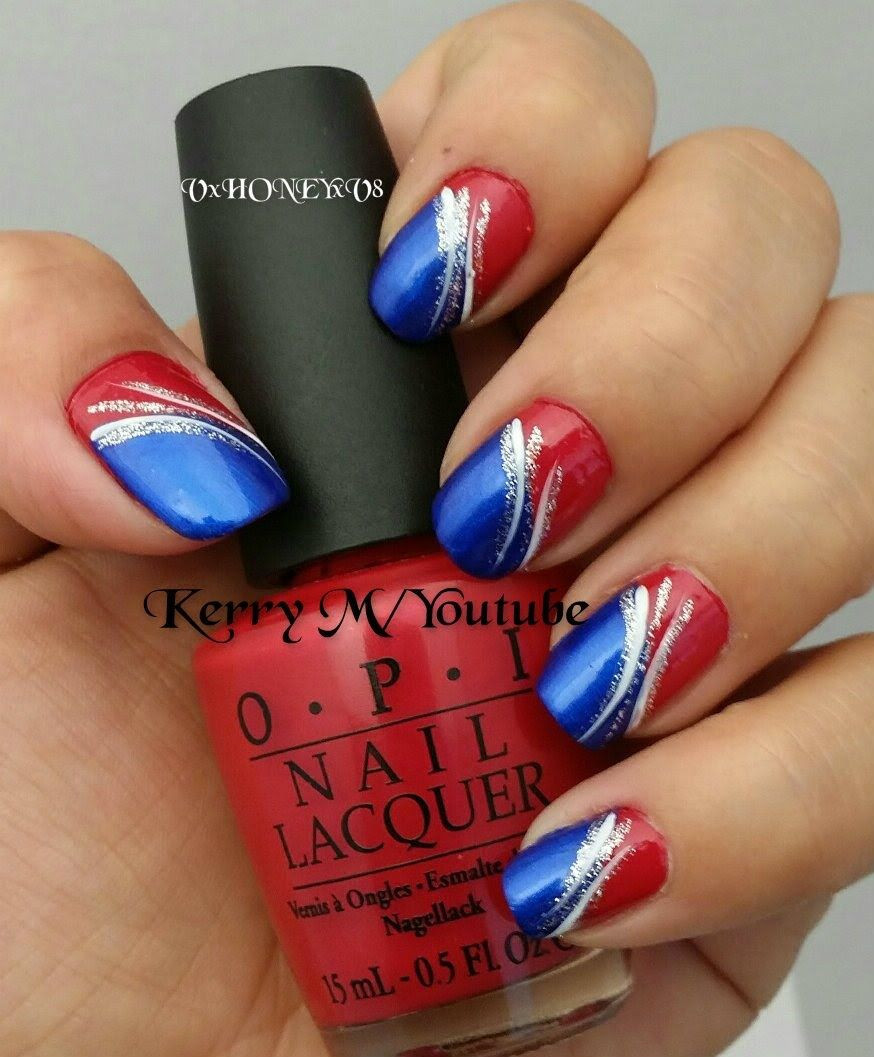 Red White Blue Nail Art
 4th of July Nails Red white and blue Easy fourth of