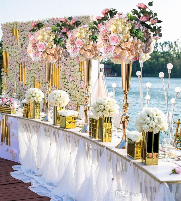 Resale Wedding Decorations
 2019 Royal Gold Silver Tall Flower Vase Wedding Table