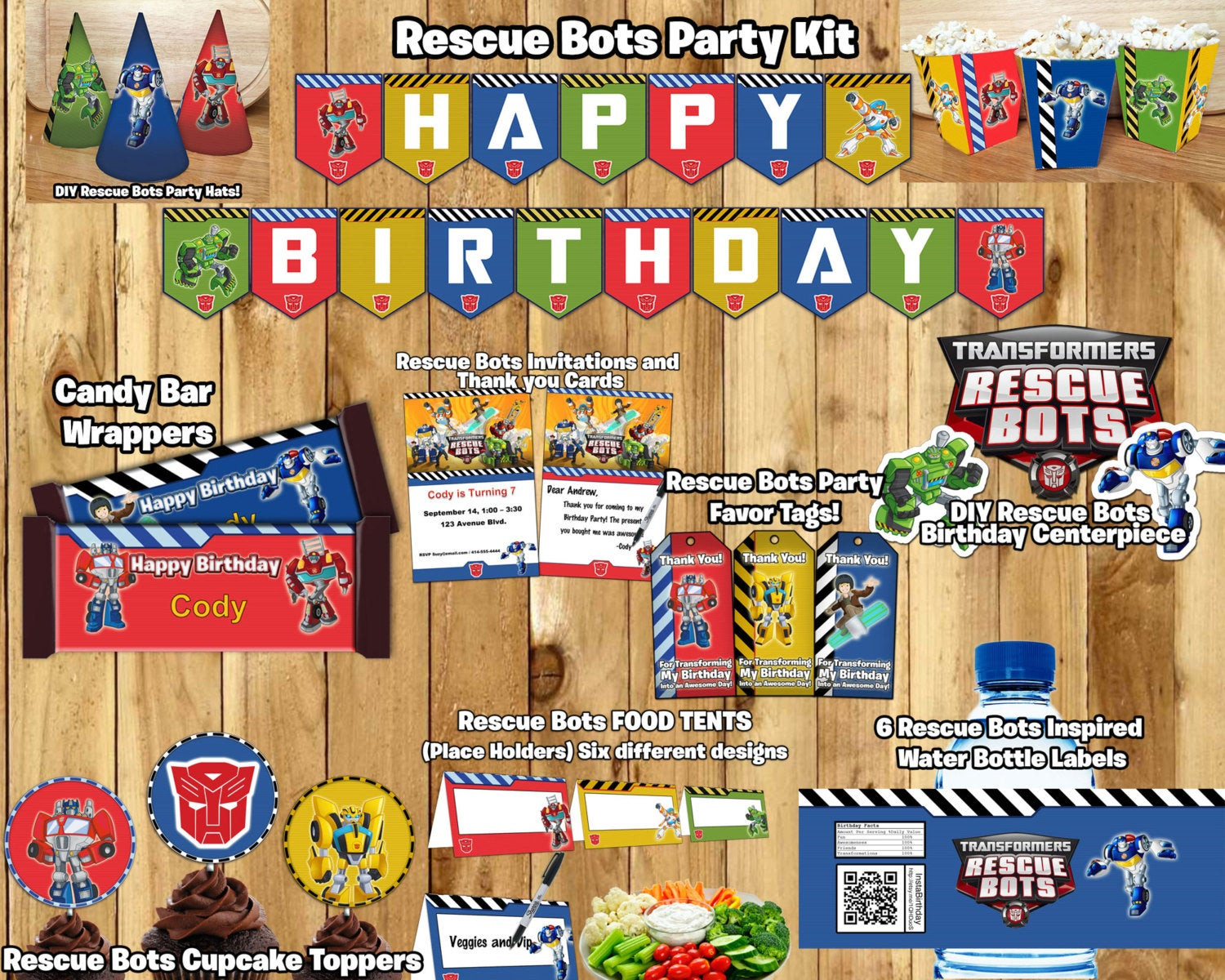 Rescue Bots Birthday Party Supplies
 Rescue Bots Birthday Party Kit Download Banner by