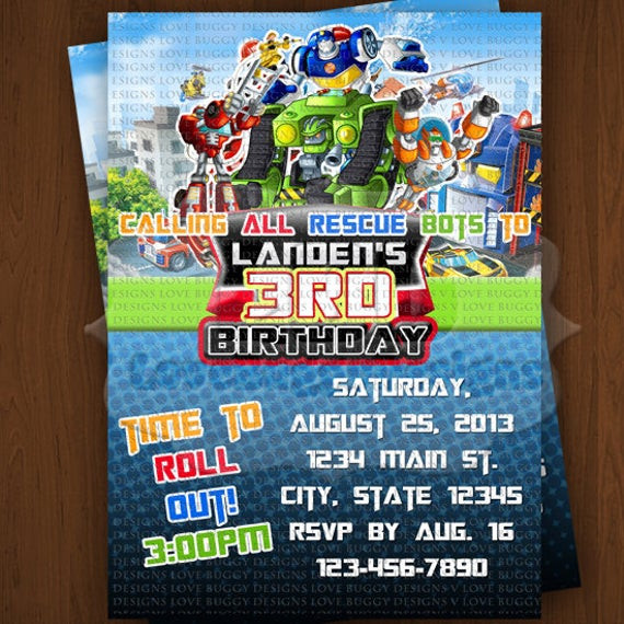 Rescue Bots Birthday Party Supplies
 Rescue Bots Invitation Rescue Bots Birthday Invitations
