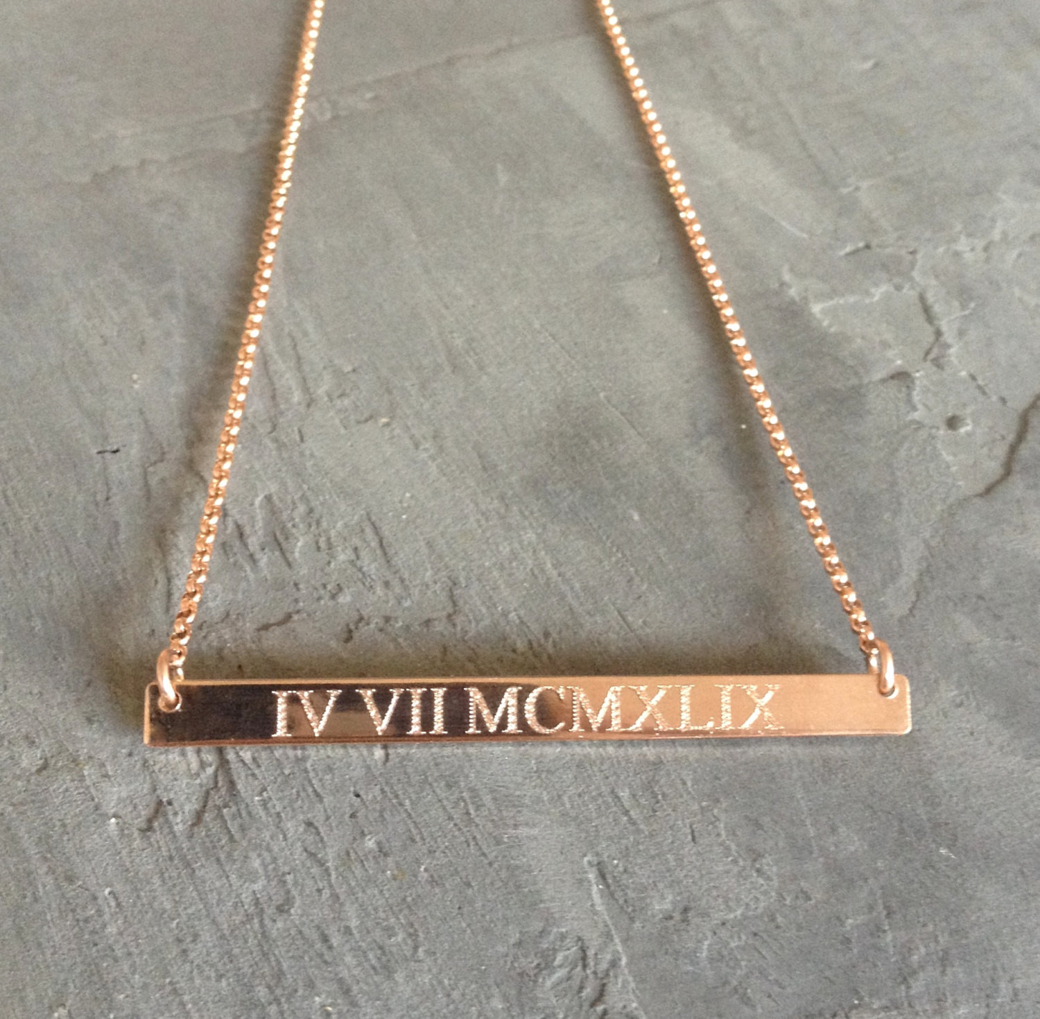 Roman Numeral Necklace
 Roman Numeral Necklace Rose Gold Bar Necklace Gold