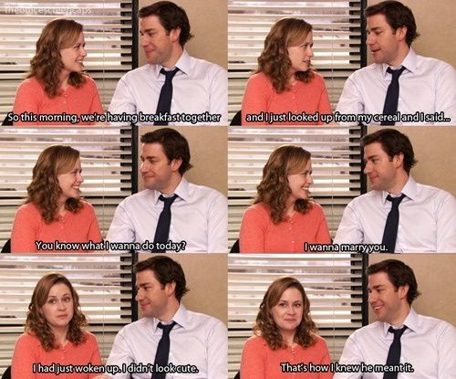 Romantic Quotes From The Office
 Adorable Jim and Pam moment