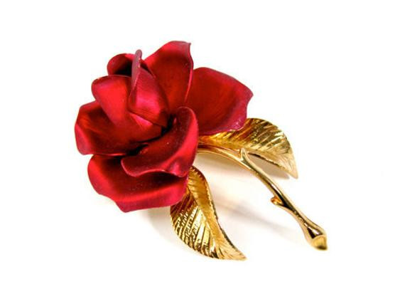 Rose Brooches
 Vintage Red Rose Brooch Cerrito for Valentine s Day Rose