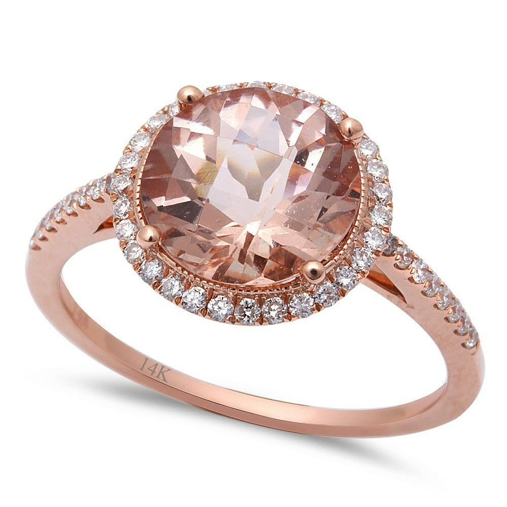 Rose Gold Diamond Engagement Ring
 2 41ct F VS Morganite & Round Diamond 14kt Rose Gold