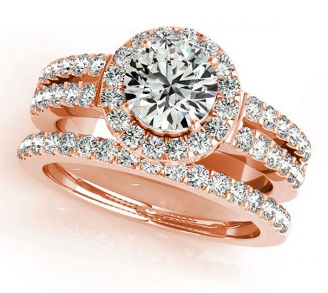 Rose Gold Halo Diamond Engagement Rings
 1 00 Carat Round Brilliant Cut Rose Gold Halo Diamond