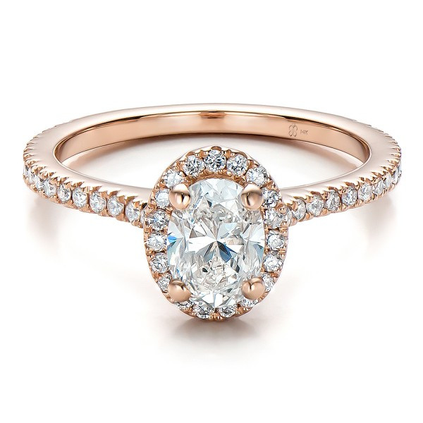 Rose Gold Halo Diamond Engagement Rings
 Custom Rose Gold and Diamond Halo Engagement Ring
