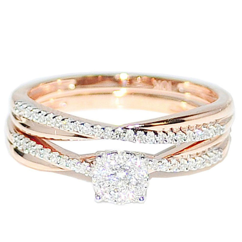 Rose Gold Wedding Ring Sets
 1 4cttw Diamond Bridal Set 10K Rose Gold Engagement Ring
