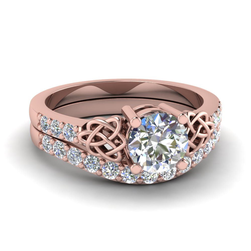 Rose Gold Wedding Ring Sets
 Round Cut Diamond Wedding Ring Set In 14K Rose Gold