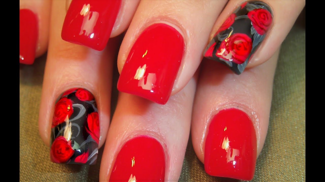 Roses Nail Art Designs
 Red Rose Nails for Beginners