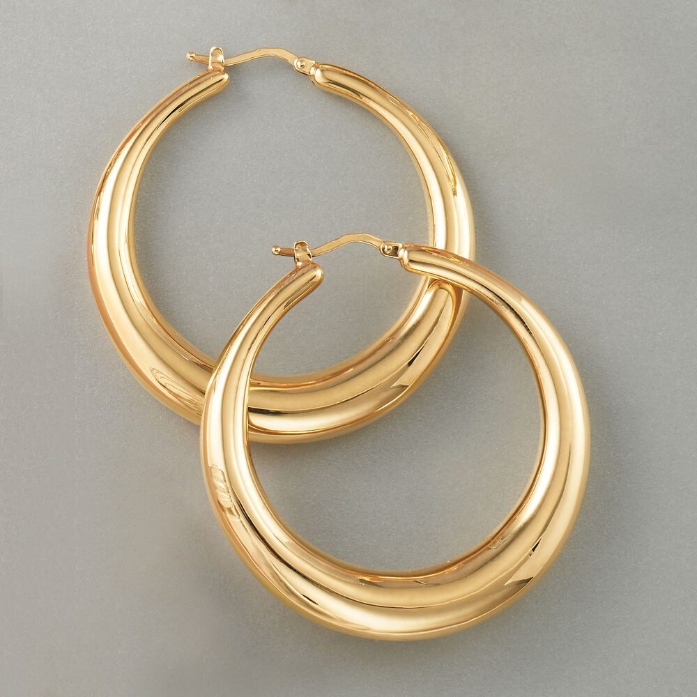 Ross Simons Earrings
 Italian 18kt Yellow Gold Graduated Hoop Earrings 2