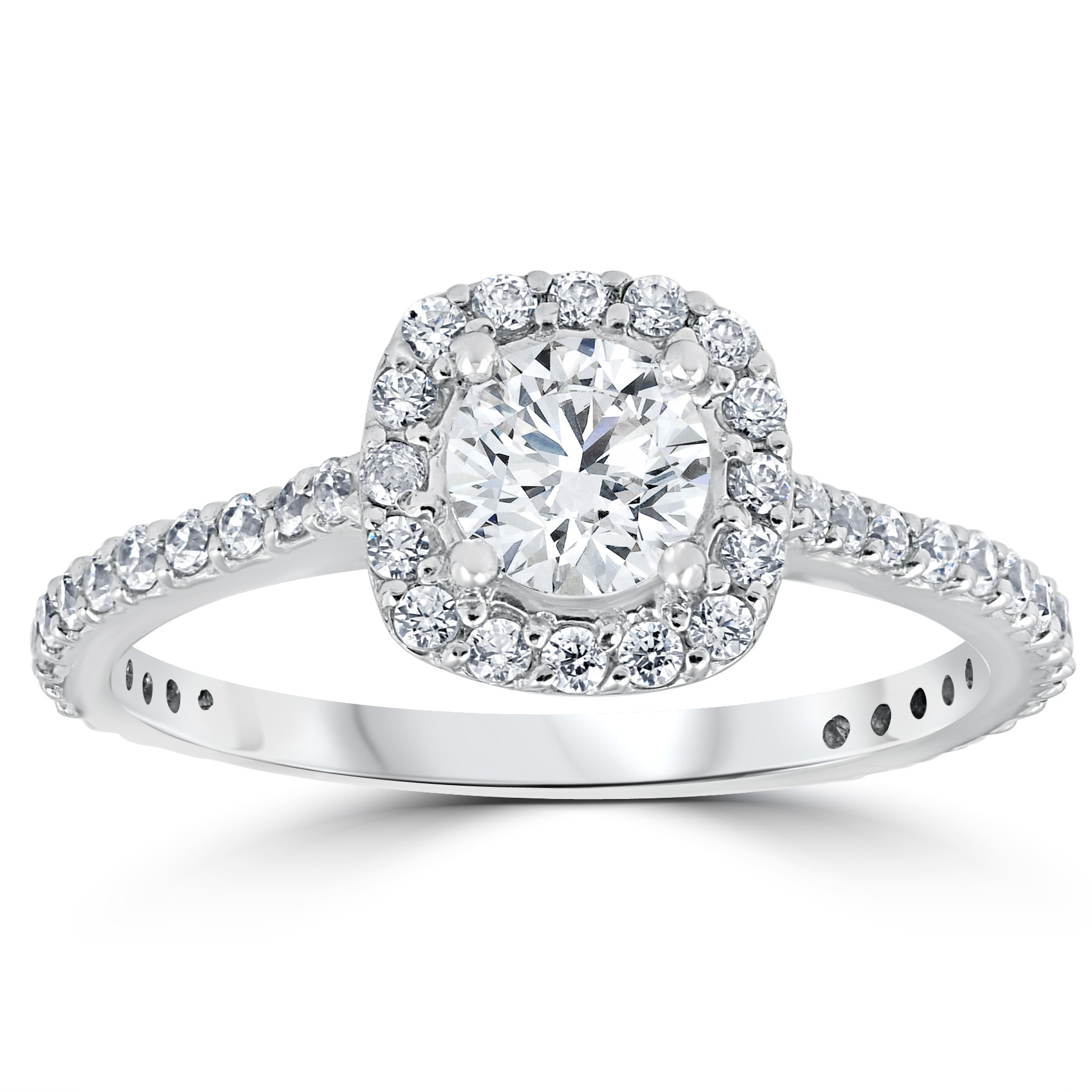 Round Diamond Wedding Rings
 1 1 5ct TDW Cushion Halo Round Diamond Engagement Ring 14k