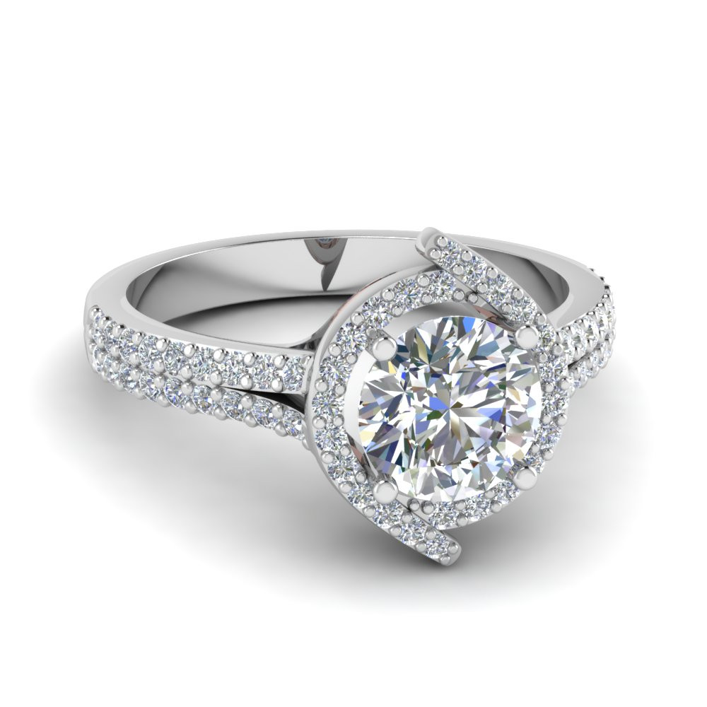 Round Diamond Wedding Rings
 White Gold Round White Diamond Engagement Wedding Ring Red