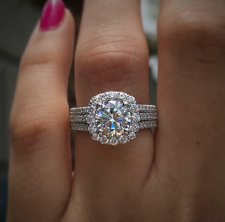 Round Diamond Wedding Rings
 3 50 Carat Round Engagement Wedding Ring 18K White Gold