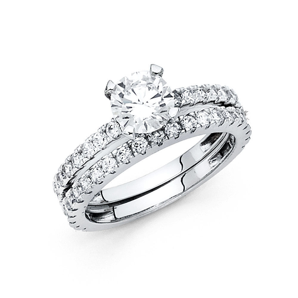 Round Diamond Wedding Rings
 14k White Gold 1 5 CT Round Engagement Bridal Ring Set 2