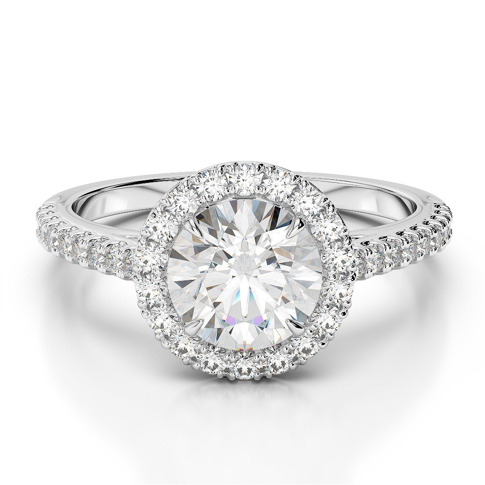Round Wedding Rings
 2 carat E VVS1 Round Cut Halo Diamond Wedding Engagement